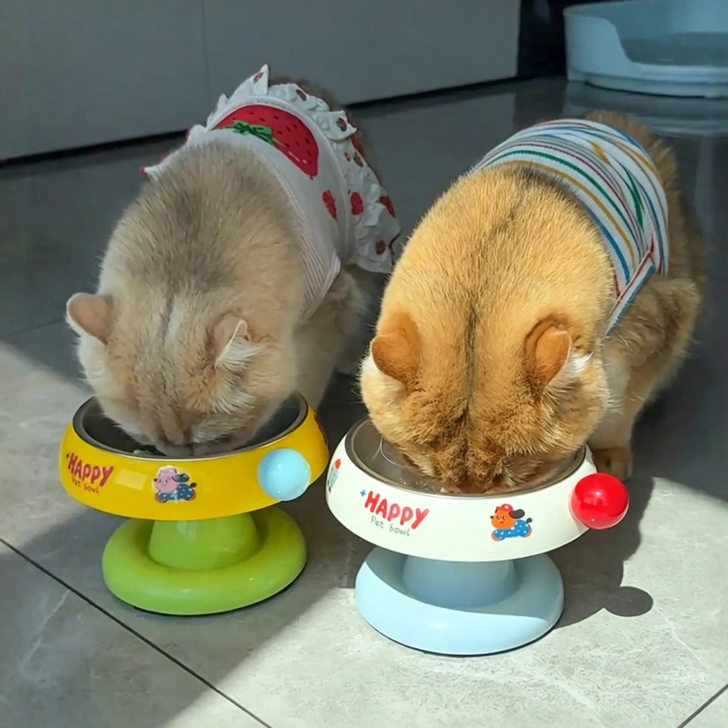 Stainless Steel Cat Bowl Feeder for Cats and Dogs, 3 Color Options, Anti-Slip, Non-Tip, Removable Inner Liner, Easy to Clean