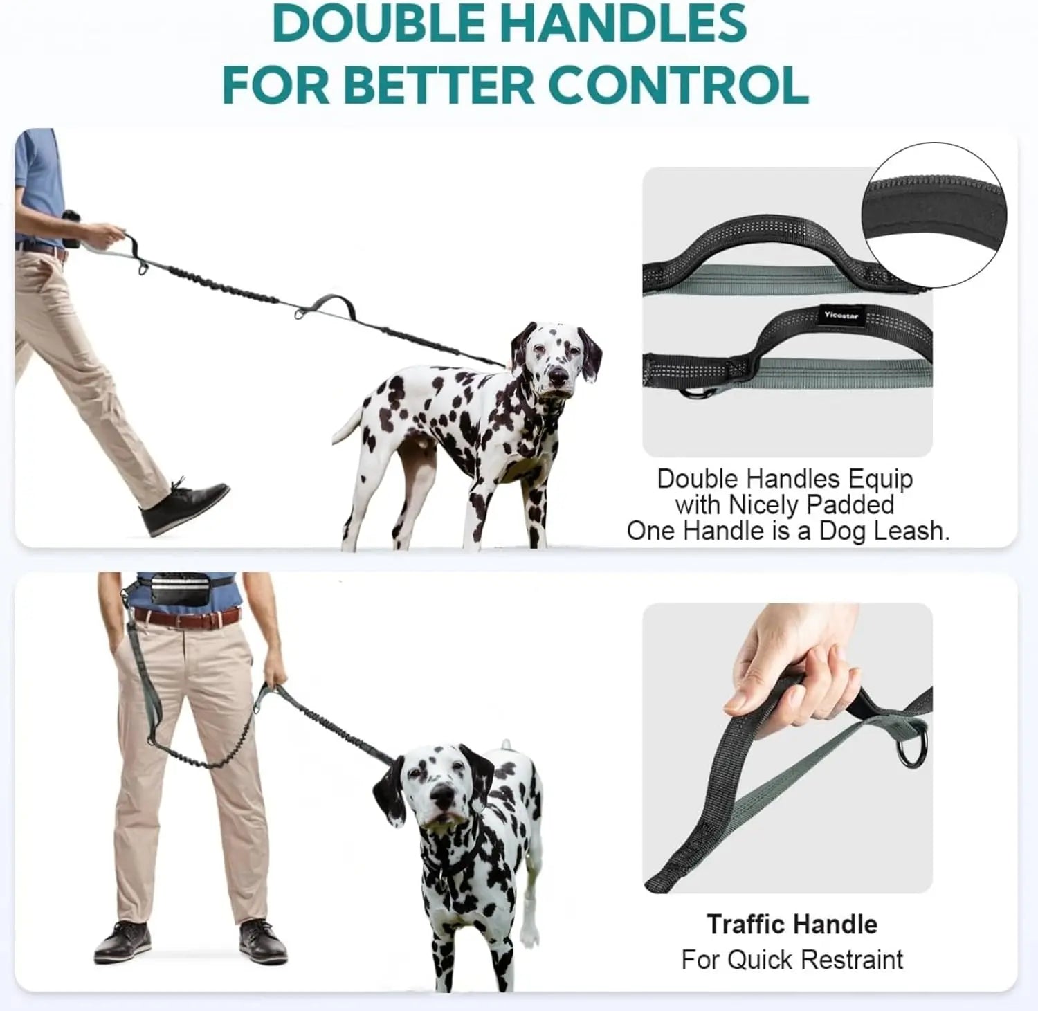 Hands-Free Dual Dog Leash with Waist Bag & Cushioned Pad 
