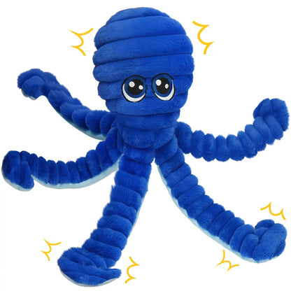 Prime Pets Extra Large Plush Octopus Dog Toy for Large Dogs, 27” Crinkle and Squeaky Tug of War Chew Toy in Yellow