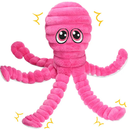 Prime Pets Extra Large Plush Octopus Dog Toy for Large Dogs, 27” Crinkle and Squeaky Tug of War Chew Toy in Yellow