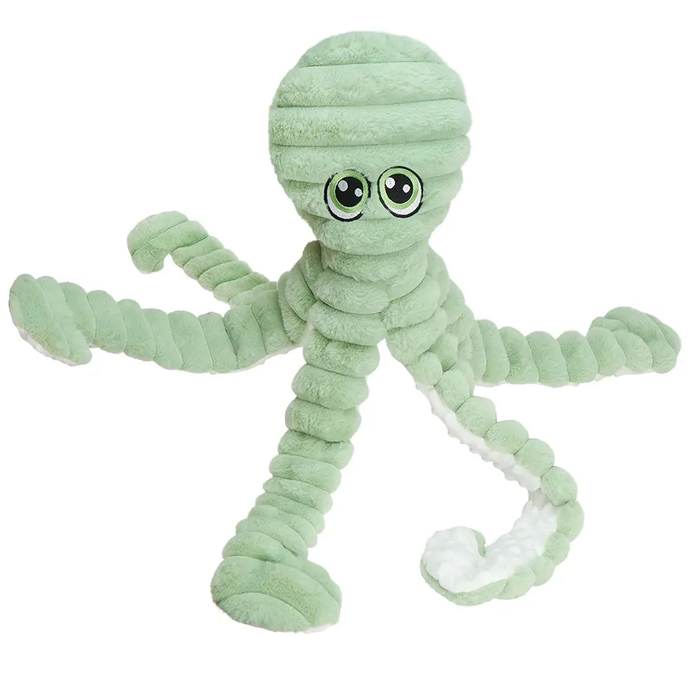 Prime Pets Extra Large Plush Octopus Dog Toy for Large Dogs, 27” Crinkle and Squeaky Tug of War Chew Toy in Yellow