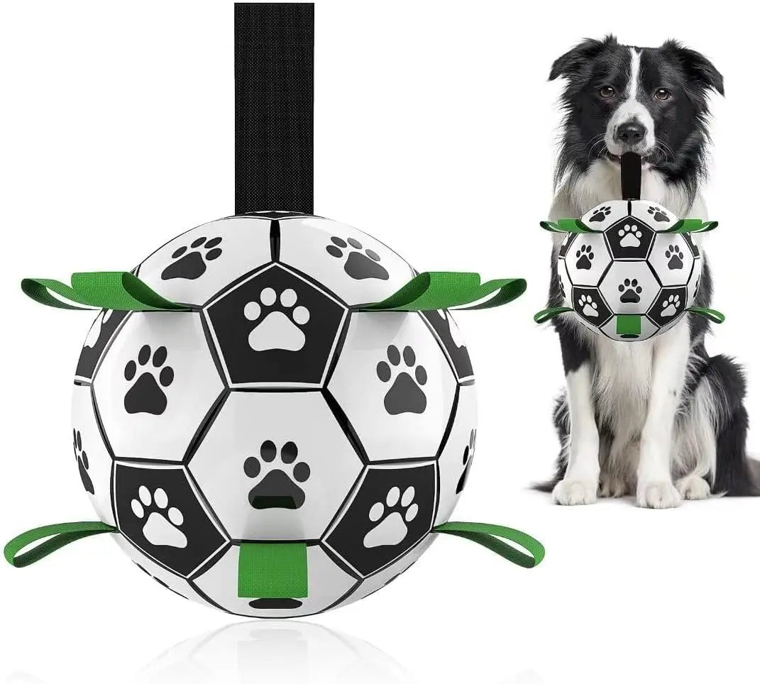 Durable 6-Inch Dog Soccer Ball with Straps - Ideal Outdoor Toy for Small to Medium Dogs and Puppies