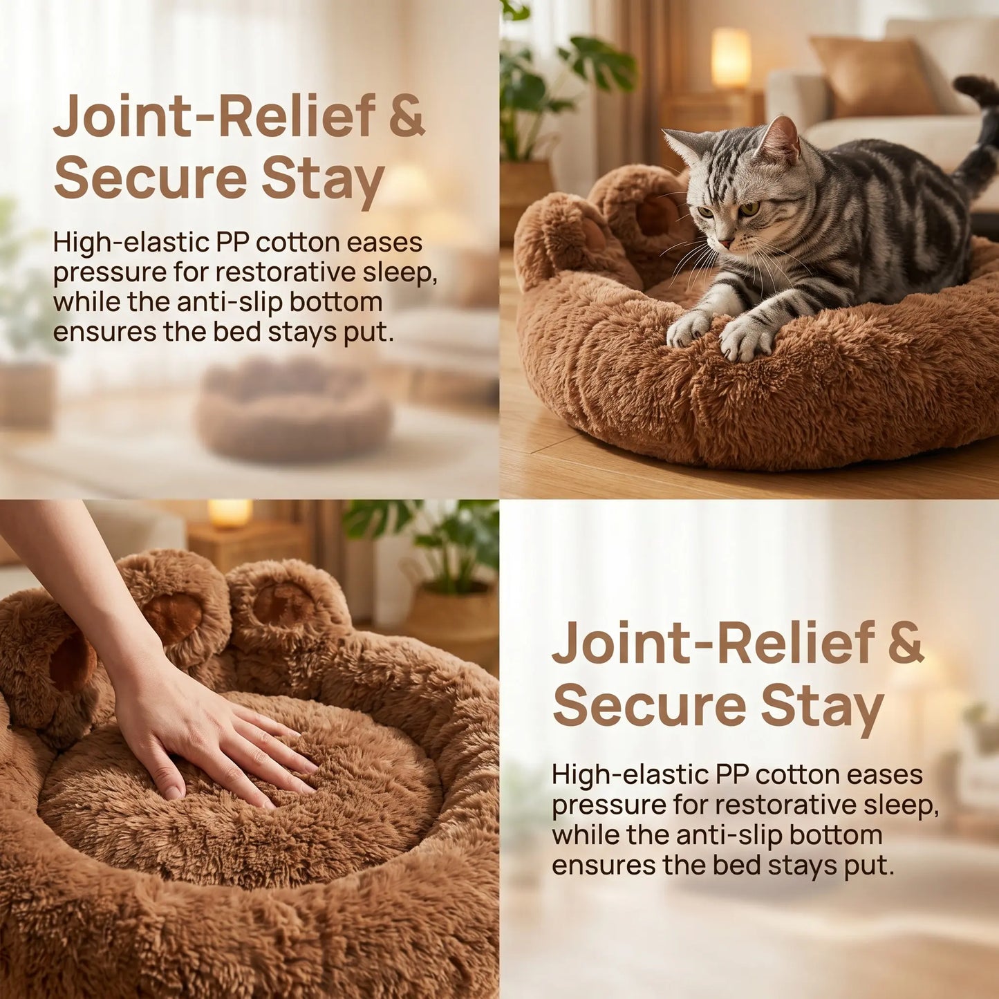 Plush Bear Paw-Shaped Pet Bed for Dogs and Cats