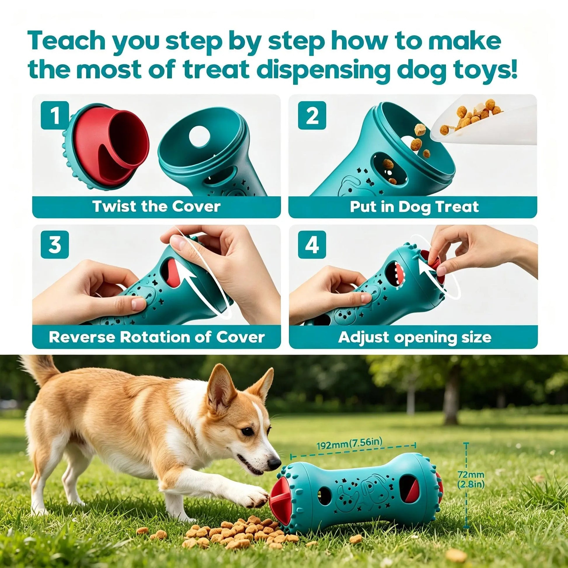 Interactive Treat Dispensing Puzzle Toy for Dogs and Cats - Enrichment Toy for IQ Training and Mental Stimulation, Ideal for Puppies and Adult Pets