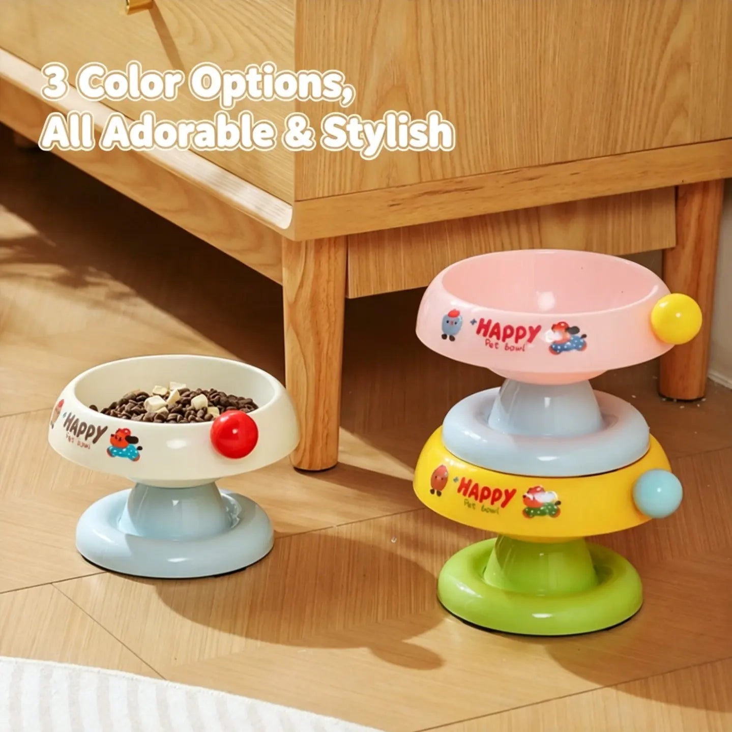 Stainless Steel Cat Bowl Feeder for Cats and Dogs, 3 Color Options, Anti-Slip, Non-Tip, Removable Inner Liner, Easy to Clean