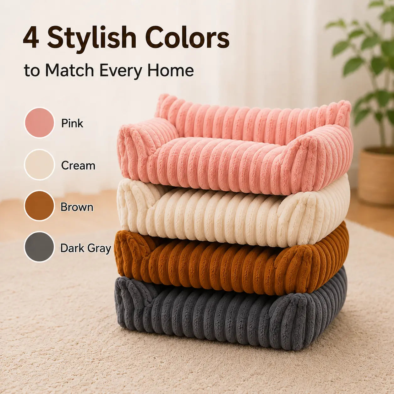 Premium Fluffy Fleece Pet Sofa Bed - Versatile Indoor/Outdoor Use, Removable Washable Cover, Available in 4 Styles, Soft Cozy Comfort for Cats and Dogs