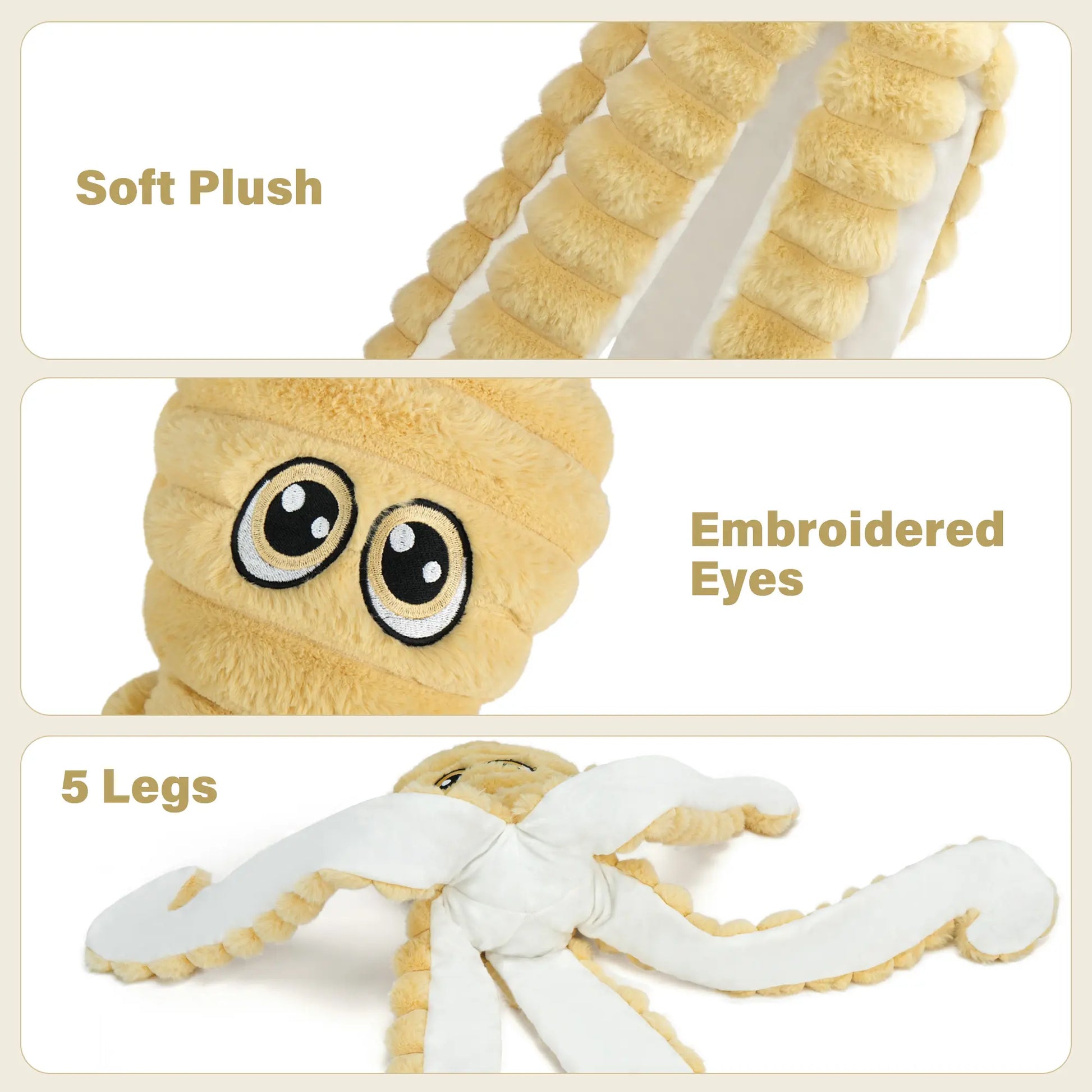 Prime Pets Extra Large Plush Octopus Dog Toy for Large Dogs, 27” Crinkle and Squeaky Tug of War Chew Toy in Yellow