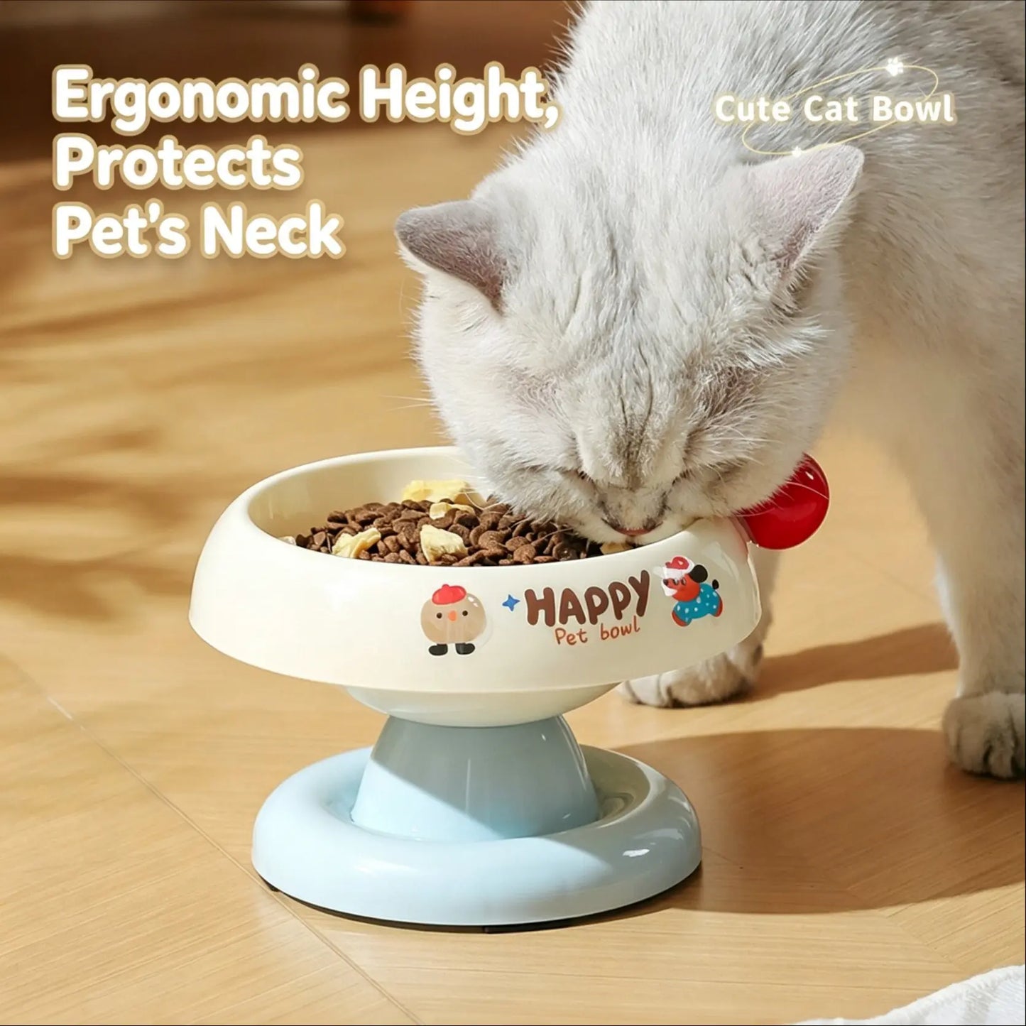 Stainless Steel Cat Bowl Feeder for Cats and Dogs, 3 Color Options, Anti-Slip, Non-Tip, Removable Inner Liner, Easy to Clean