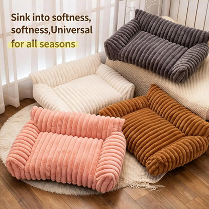 Premium Fluffy Fleece Pet Sofa Bed - Versatile Indoor/Outdoor Use, Removable Washable Cover, Available in 4 Styles, Soft Cozy Comfort for Cats and Dogs