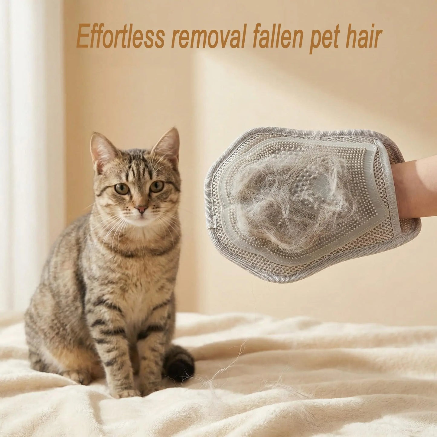 Pet Hair Removal Gloves, 2-In-1 Dual-Sided Pet Grooming Tool, Deshedding Tool, Silicone Brush & Glove for Pets, Furniture, Clothes