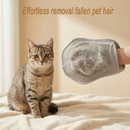 Pet Hair Removal Gloves, 2-In-1 Dual-Sided Pet Grooming Tool, Deshedding Tool, Silicone Brush & Glove for Pets, Furniture, Clothes