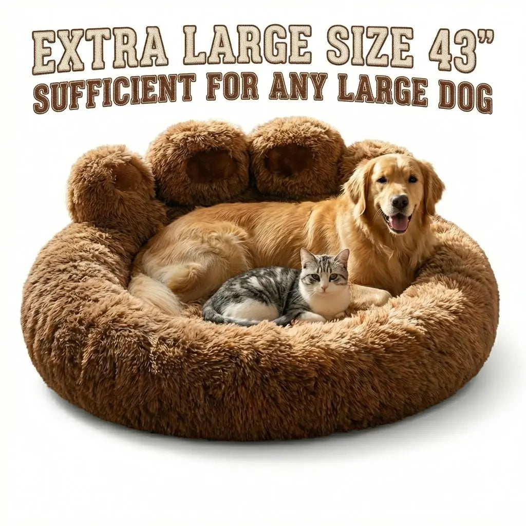 Plush Bear Paw-Shaped Pet Bed for Dogs and Cats