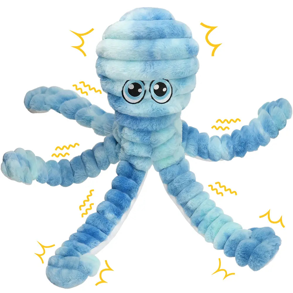 Prime Pets Extra Large Plush Octopus Dog Toy for Large Dogs, 27” Crinkle and Squeaky Tug of War Chew Toy in Yellow