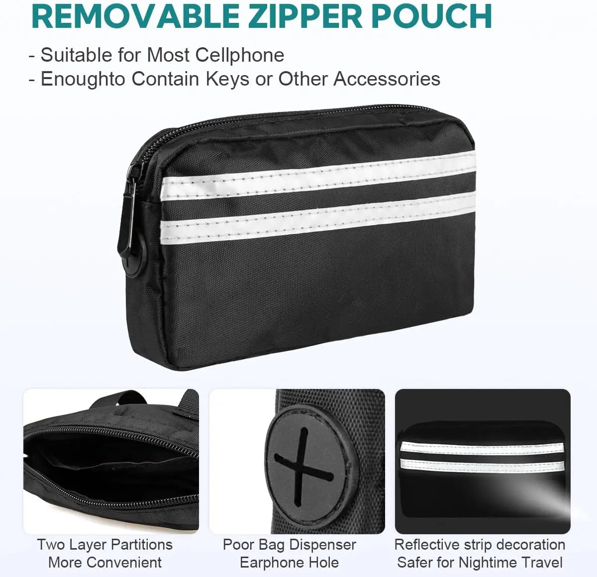 Hands-Free Dual Dog Leash with Waist Bag & Cushioned Pad 