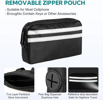 Hands-Free Dual Dog Leash with Waist Bag & Cushioned Pad 