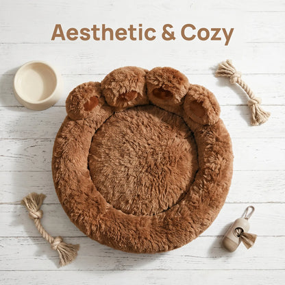Plush Bear Paw-Shaped Pet Bed for Dogs and Cats