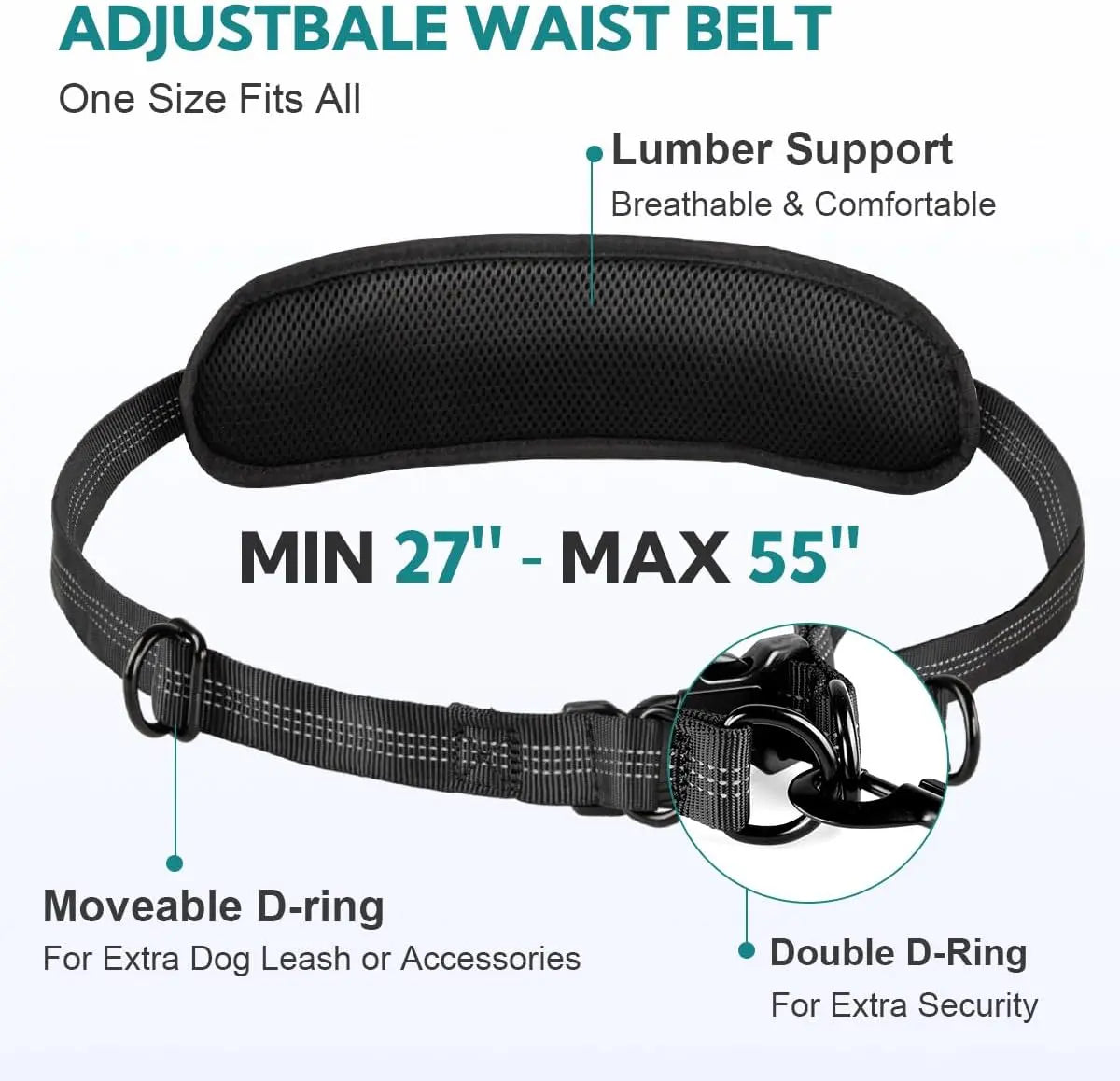 Hands-Free Dual Dog Leash with Waist Bag & Cushioned Pad 