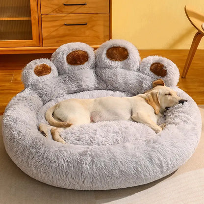 Plush Bear Paw-Shaped Pet Bed for Dogs and Cats