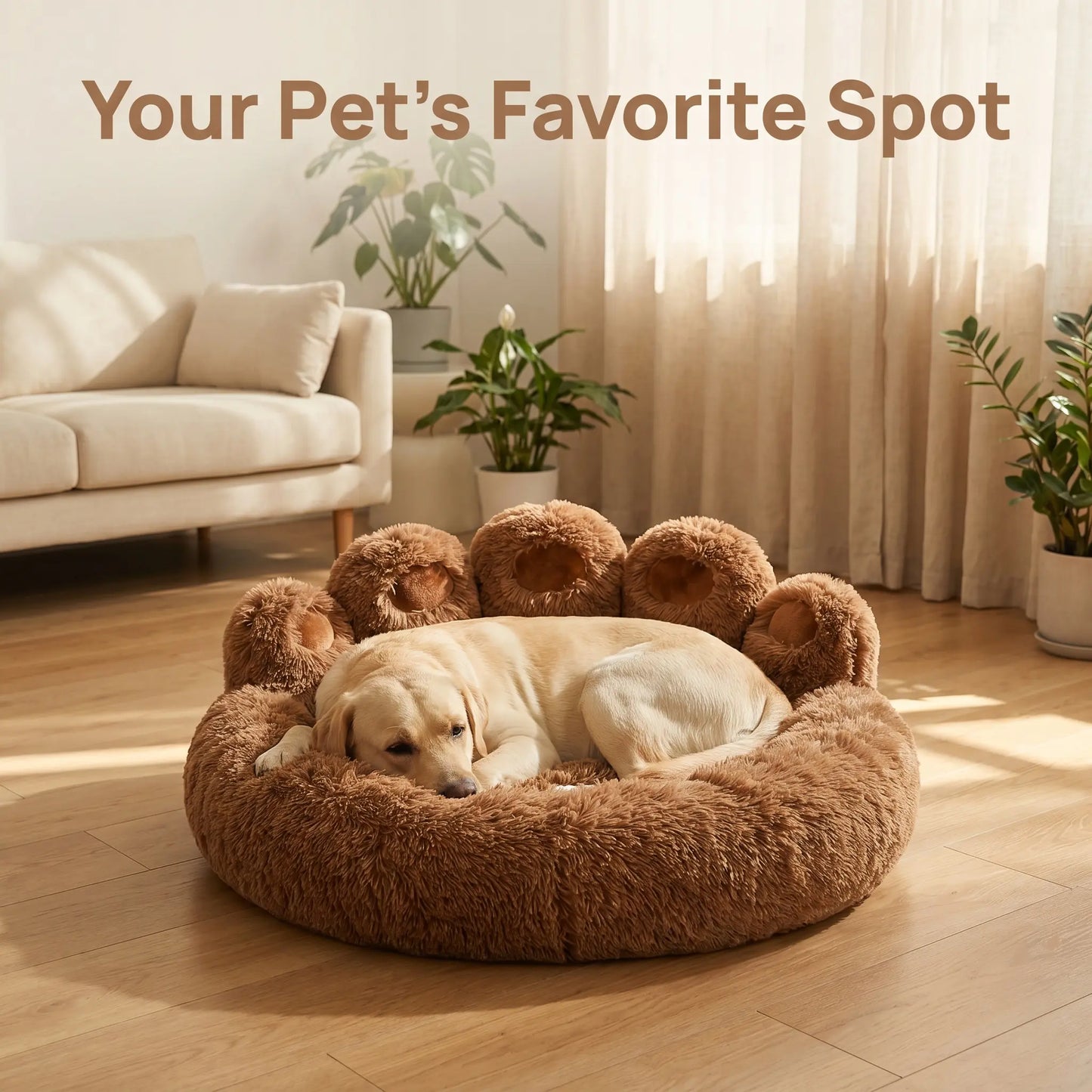 Plush Bear Paw-Shaped Pet Bed for Dogs and Cats
