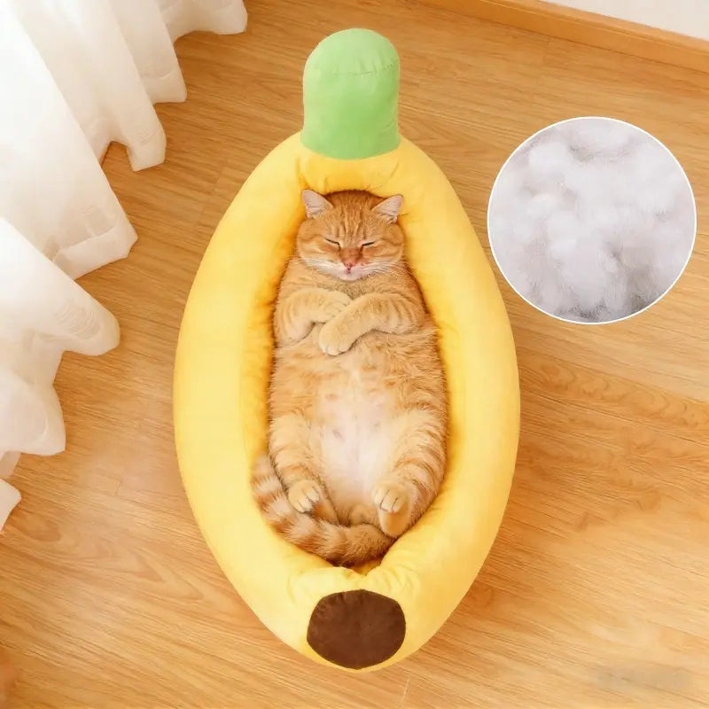Banana Boat Pet Bed,  Detachable and Washable, Suitable for Small/Medium Cats/Dogs, Comfortable and Soft